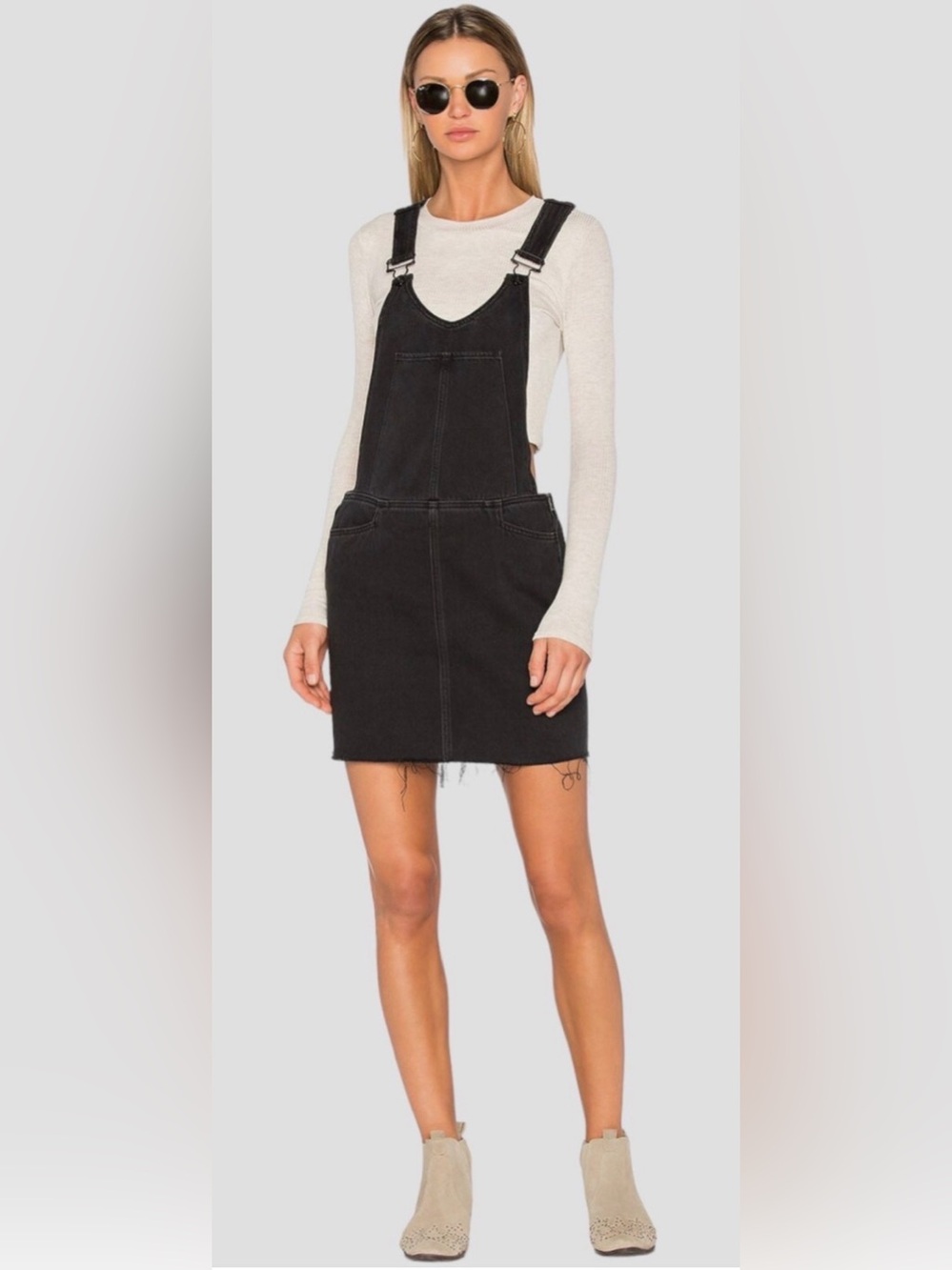 PAIGE Black Denim Overall Dress